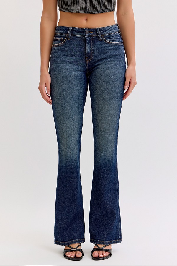 Mid Rise Bootcut Jean with Flap Back Pockets